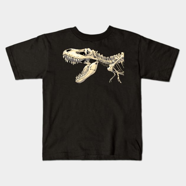 Dinosaur Tarbosaurus Skeleton Kids T-Shirt by Naturascopia